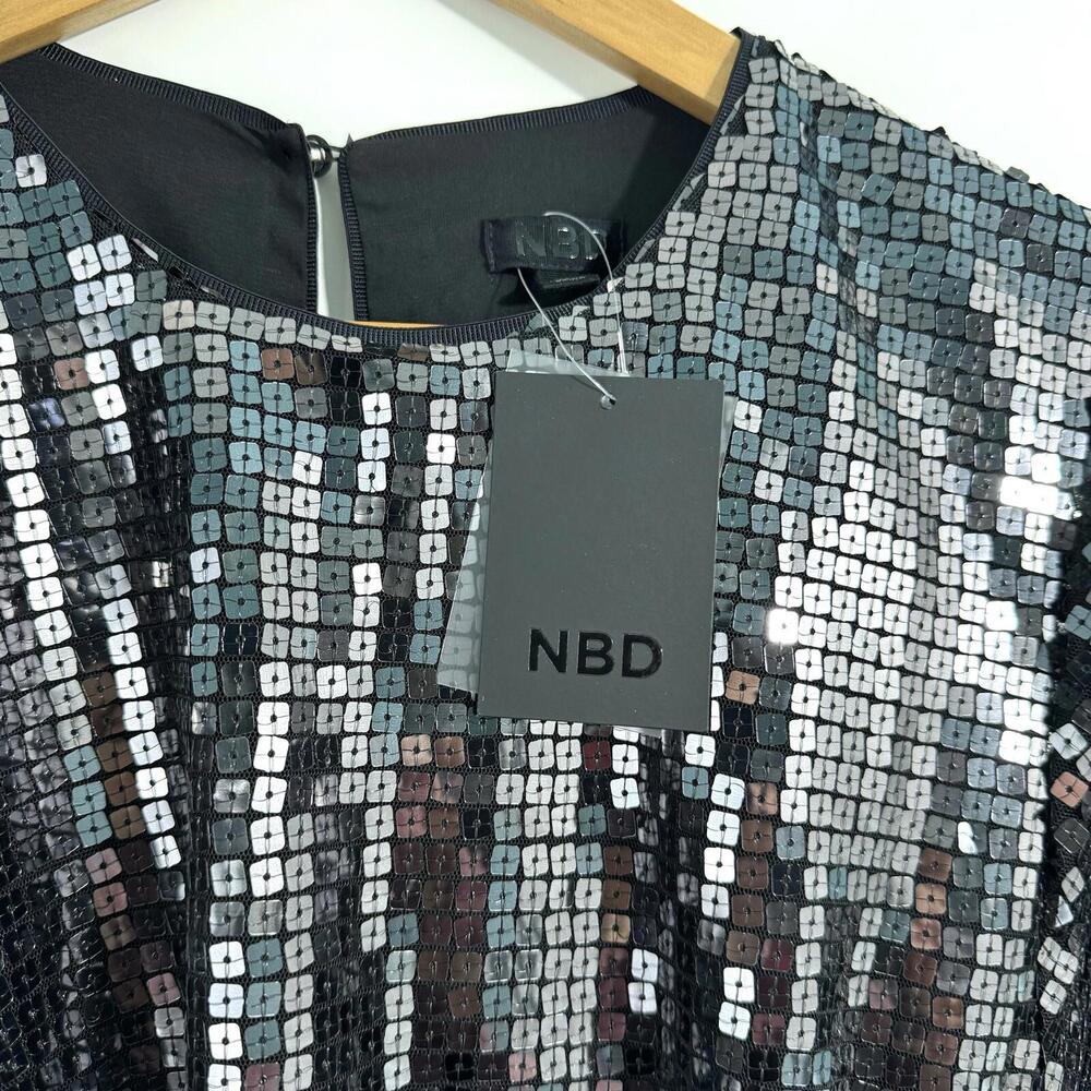NBD Women’s Size Medium Gunmetal Black Margaery Long Sleeve Mini Dress NWT - Picture 5 of 12